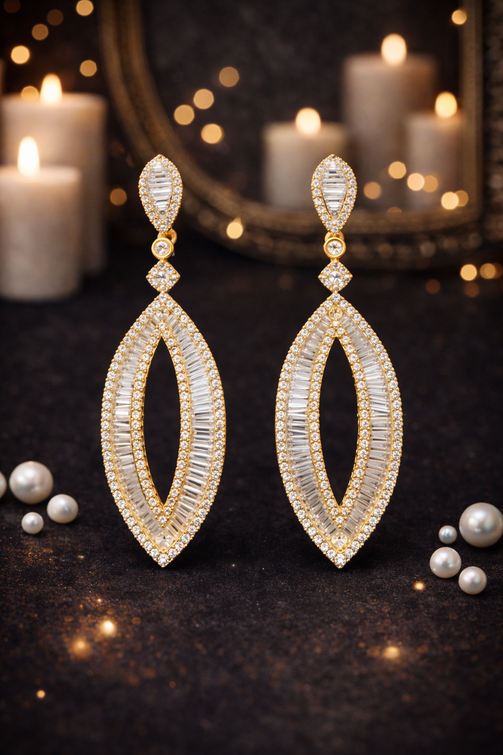 Baguette Teardrop Cubic Zirconia Earrings | earring-40