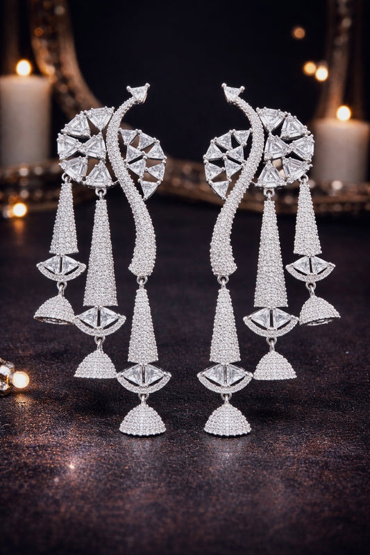 Trillion Spiral Cascade Chandelier Earrings