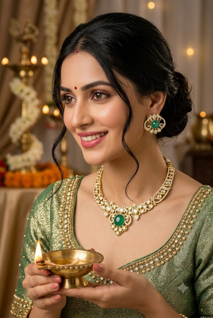 Rajsi Royal in emerald green — Where Antique Elegance Meets Modern Bridal Grace (Copy)