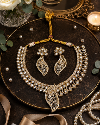 Rajsi Royal Antique Kundan Necklace Set | Gold Plated Bridal & Festive Jewellery Set with Earrings