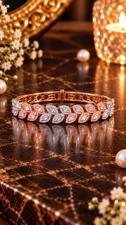 Rose Gold Marquise Leaf Slim Bracelet, main product view
